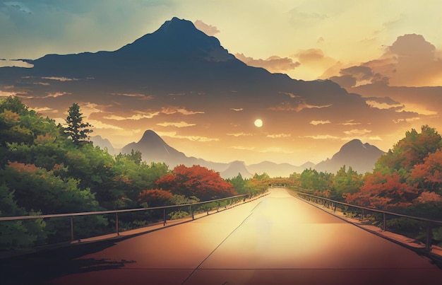 Anime Art Style Belle Nature Vue Illustrations