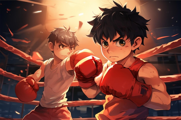 anime boxe dessin animé néon