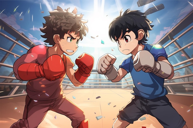 anime boxe dessin animé néon