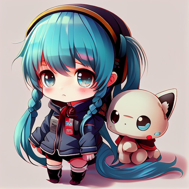 Anime Chibi Style Fille Personnage Génératif Ai