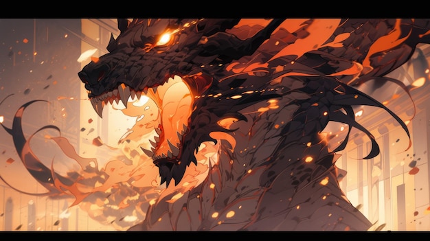 un anime et un dragon en orange