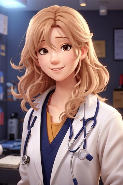 Photo anime élégant lady doctor ia générative