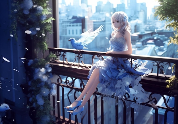 anime fille dans le ciel