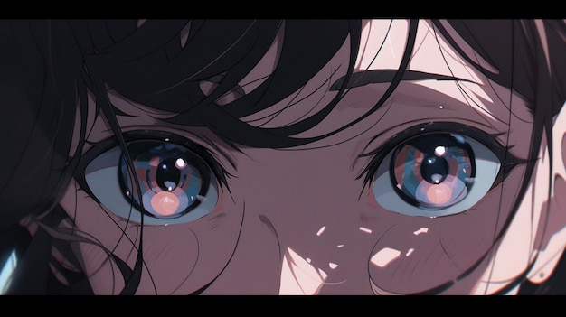 Anime girl aux yeux bleus regardant la caméra avec de longs cheveux générative ai