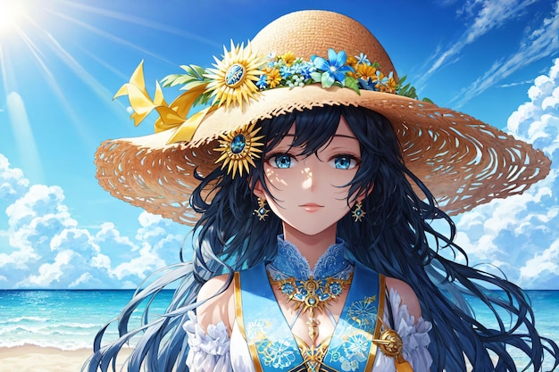 Anime girl avec un chapeau