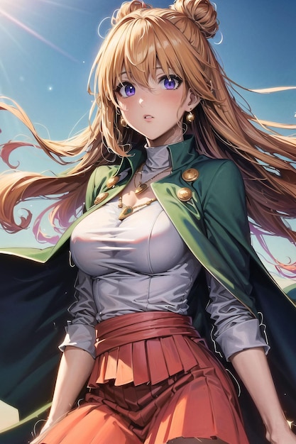 Anime girl avec une veste verte