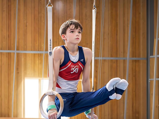 Photo l'anime de gymnastique pour garçon est toujours en cours.