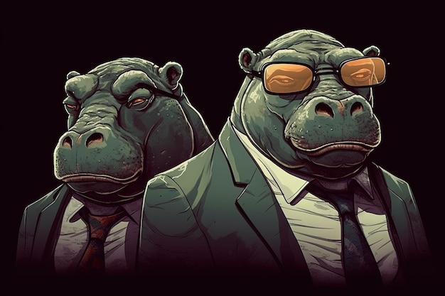 Anime Narcos Hippos patron colombien concessionnaires fond illustration manga style générative ai