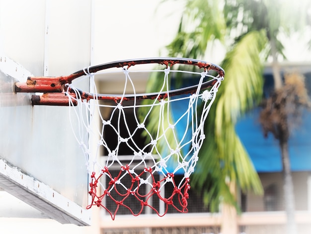 Photo anneau de baketball et filet en nylon