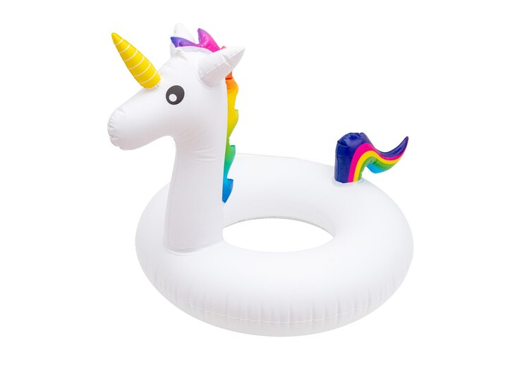 Anneau de bouée gonflable Licorne isolé sur fond blanc