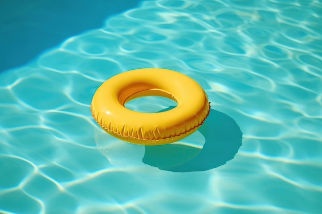 Anneau en caoutchouc jaune dans la piscine Generative AI