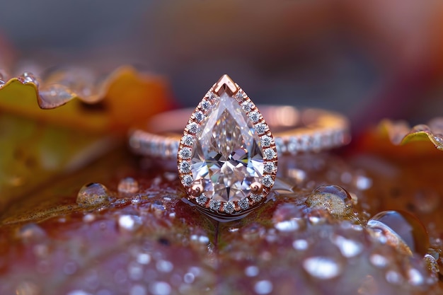 Anneau de fiançailles en diamant découpé en poire bijoux de luxe