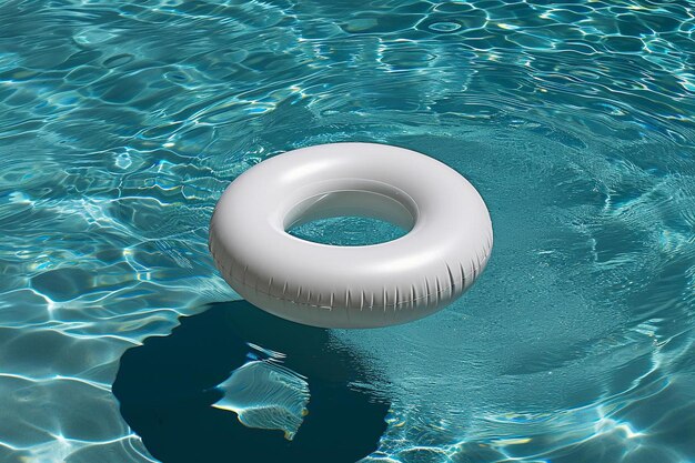 un anneau gonflable blanc flottant dans une piscine