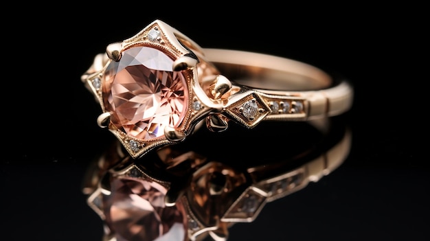 Anneau de pierre de morganite antique