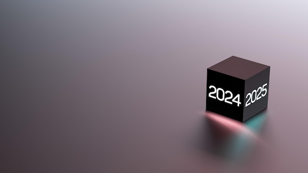 Année 20242025 chiffres au néon cube espace de copie pour le texte 20242025 bannière rendu 3D