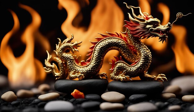 Année du dragon nouvelle année chinoise fond dragon zodiaque dragon papier peint statue de dragon 4K