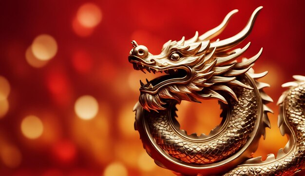 Année du dragon nouvelle année chinoise fond dragon zodiaque dragon papier peint statue de dragon 4K