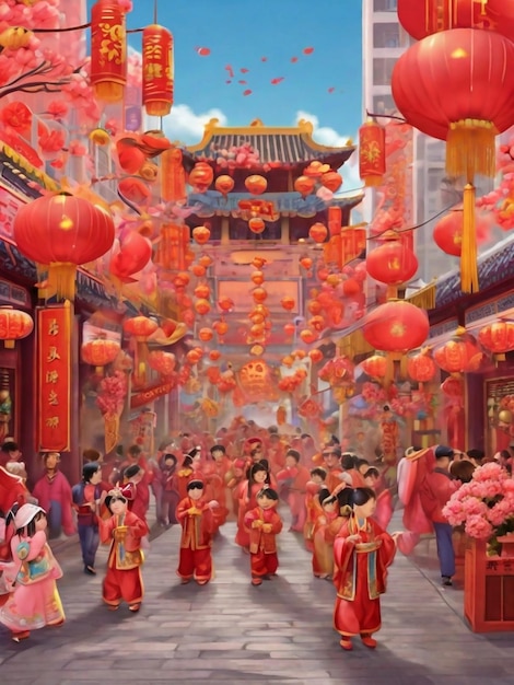 Année lunaire Joyeuse célébration du Nouvel An chinois Image Tout est rouge