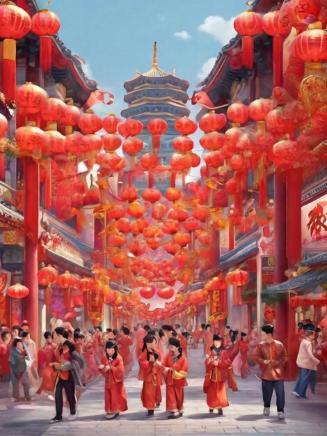 Année lunaire Joyeuse célébration du Nouvel An chinois Image Tout est rouge