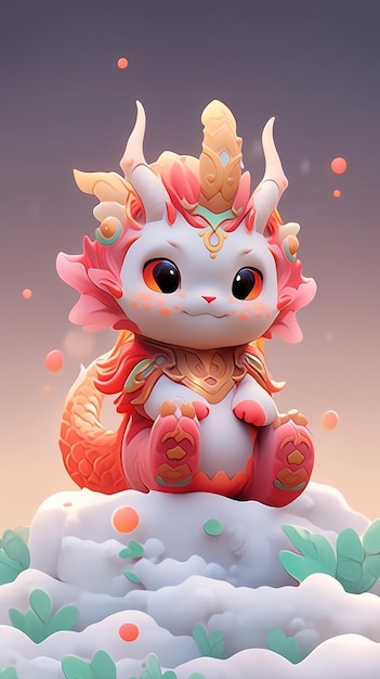 L'année nouvelle 2024 Dragon mignon en 3D