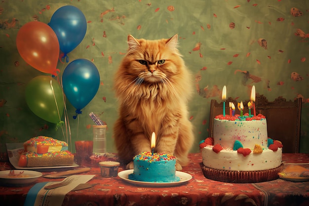 Anniversaire de chat Générer Ai