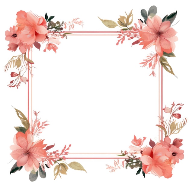 Anniversaire Frame Design Square Art Floral isolé sur fond blanc