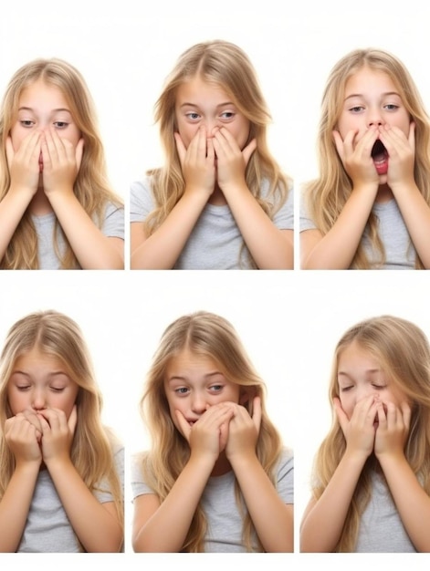 ou ans petite fille aux cheveux blonds et aux yeux bleus souriante heureuse posant isolée sur le blanc