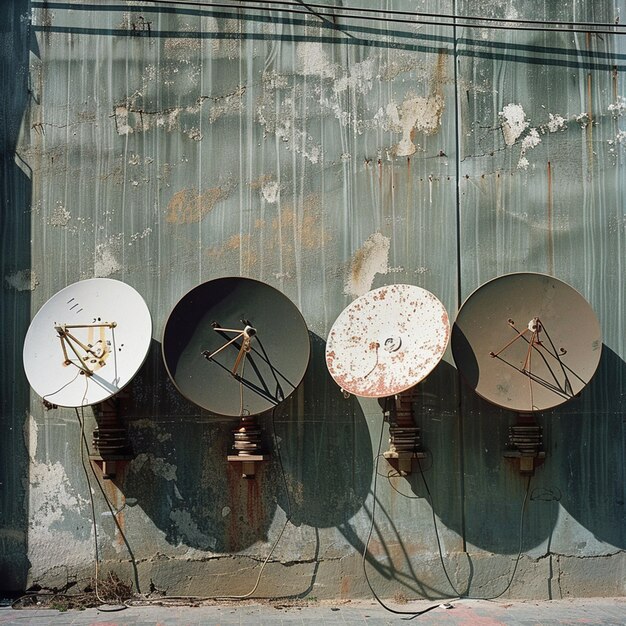 antenne satellite dans une rangée