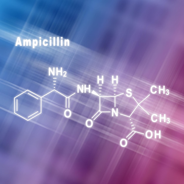 Antibiotique ampicilline Formule chimique structurale