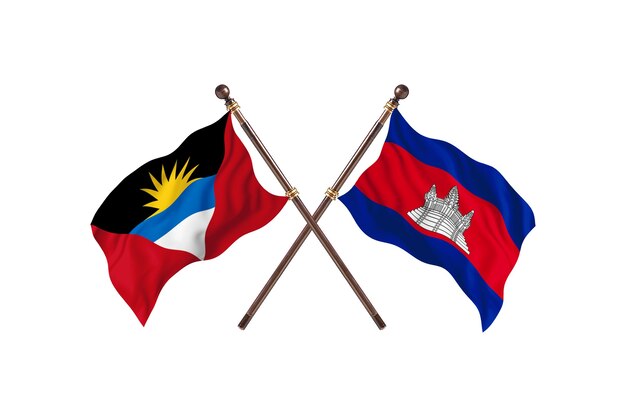 Antigua-et-Barbuda contre Cambodge Deux Pays Drapeaux Contexte