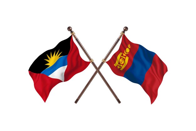 Antigua-et-Barbuda contre la Mongolie Deux Pays Drapeaux Contexte