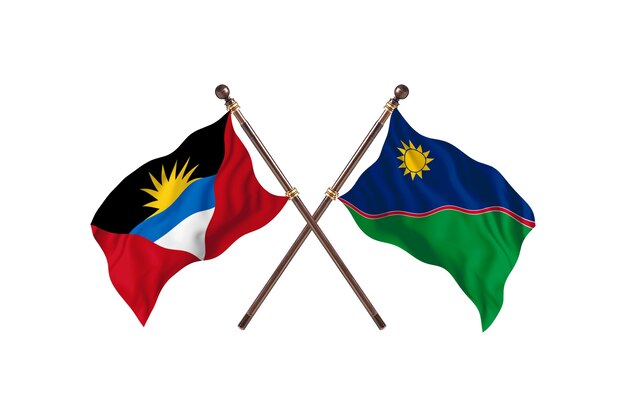 Antigua-et-Barbuda contre Namibie deux pays drapeaux fond