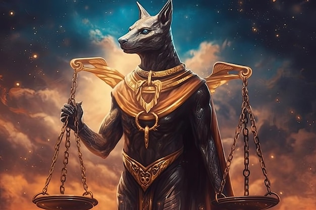 Photo anubis, dieu égyptien, homme à tête de chien