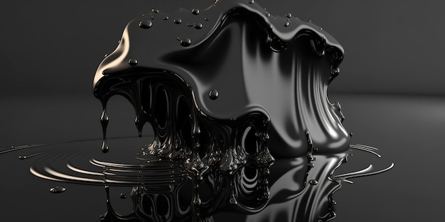 Un aperçu détaillé des gouttes et des ondulations de Vantablack dans une flaque d'eau sombre