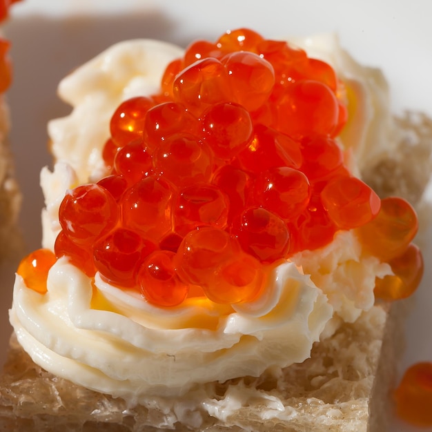 Apéritif De Caviar De Saumon Kéta Rouge, Cuisine Russe Festive Traditionnelle