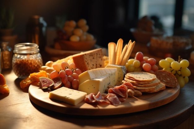 Apéritifs assortis au fromage et à la viande AI Generated