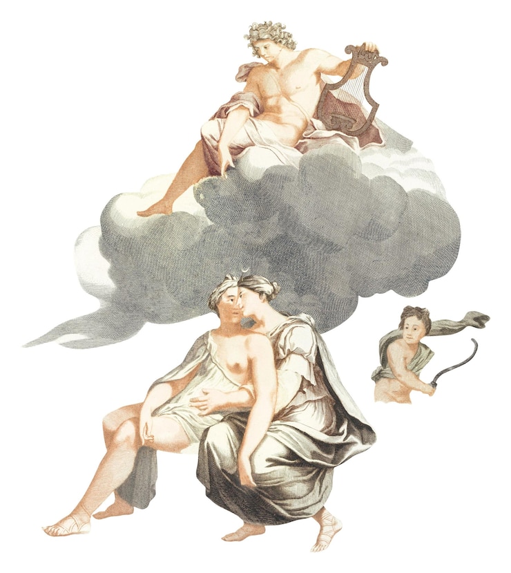 Photo apollon cupid et les gens est un dessin vintage.