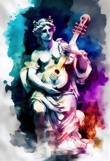 Apollon dieu de la musique mythes légende dieu grec créature aquarelle impression de haute qualité