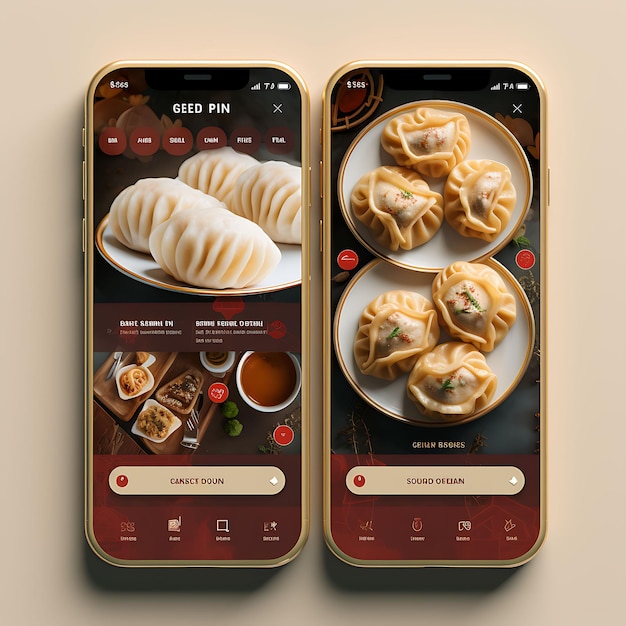 App mobile de Dim Sum Heaven Dim Sum Concept Design App élégante et raffinée Menu nourriture et boisson