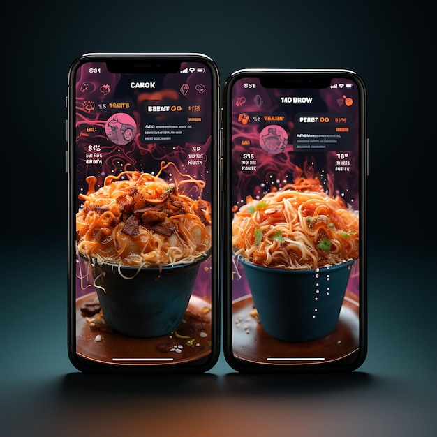 App mobile du bar de nouilles Pho Noodle Concept Design urbain et à la mode App Menu de nourriture et de boisson