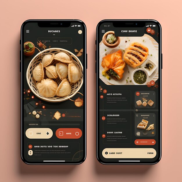 App mobile du dim sum chinois le concept de dim sum chinois design élégant et le menu de nourriture et de boisson r