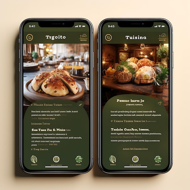 App mobile de Trattoria italienne Italian Trattoria Concept Design chaud et menu de nourriture et de boissons