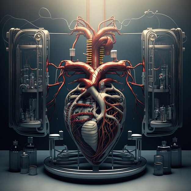 Photo un appareil en forme de cœur avec un cœur humain à l'intérieur