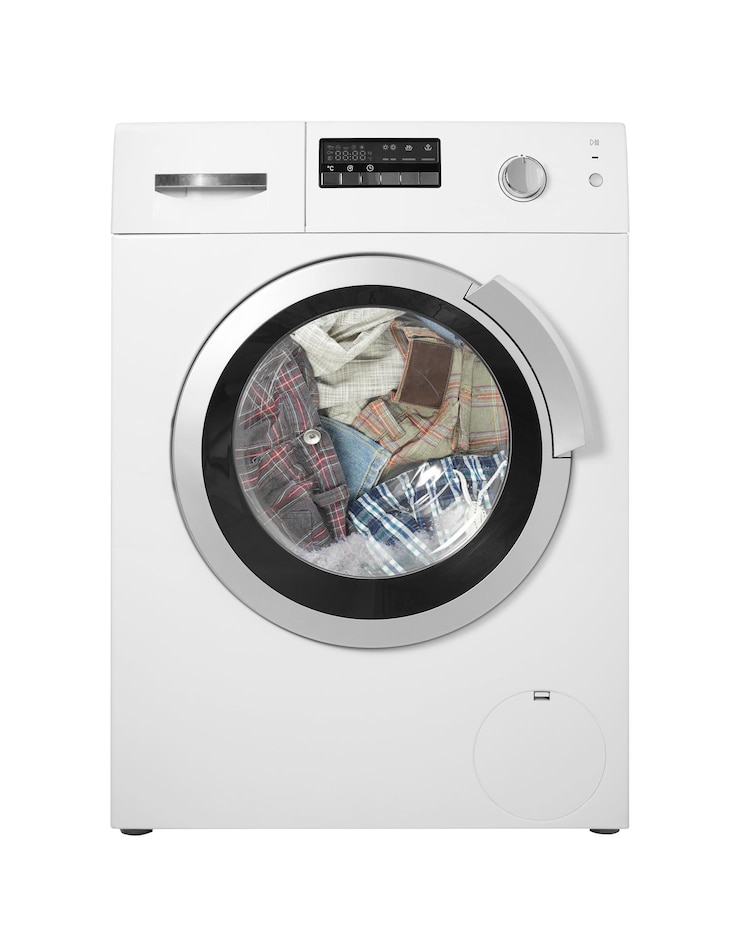 Photo appareil ménager machine à laver lavage de linge isolé