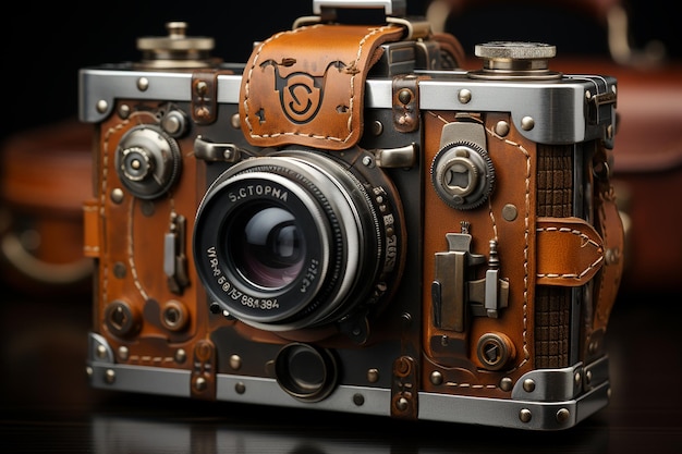appareil photo argentique vintage avec un rouleau de film généré par l'IA
