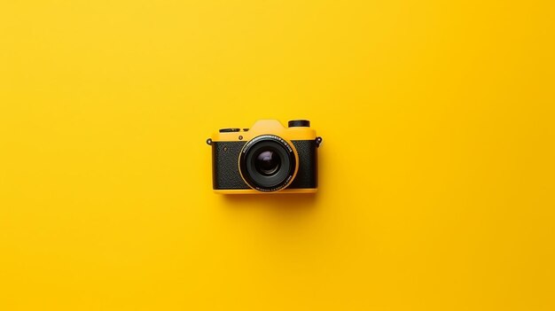 Appareil photo de la Journée mondiale de la photographie isolé sur Ai générative jaune