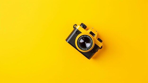 Appareil photo de la Journée mondiale de la photographie isolé sur Ai générative jaune