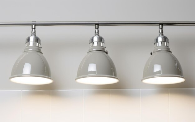 Photo des appareils d'éclairage de salle de bain brillants isolés sur un fond blanc