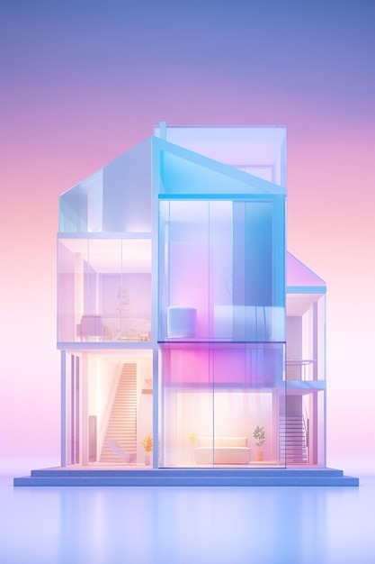 Appartement moderne avec un design holographique 3D généré par Ai