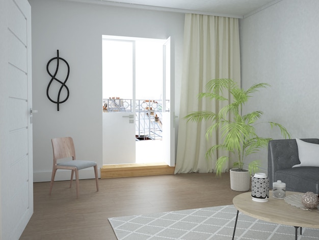 Appartement de salon moderne de style scandinave